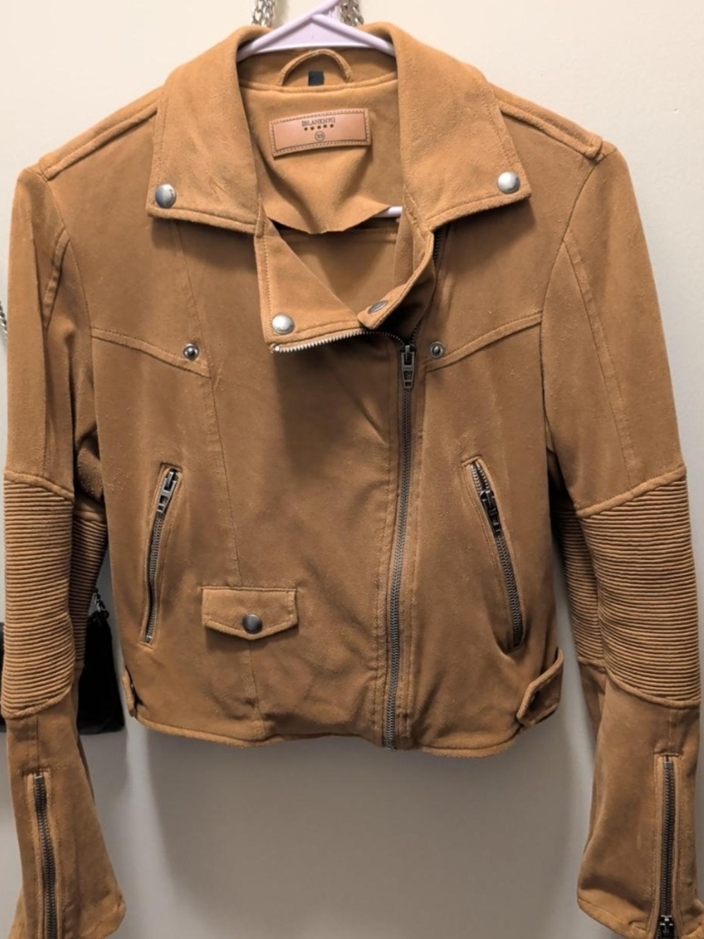 Blank NYC Tan Suede Moto Jacket